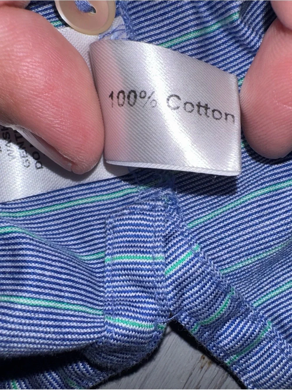 Peter Millar Men’s L Blue Green Striped 100% Cotton Golf Polo